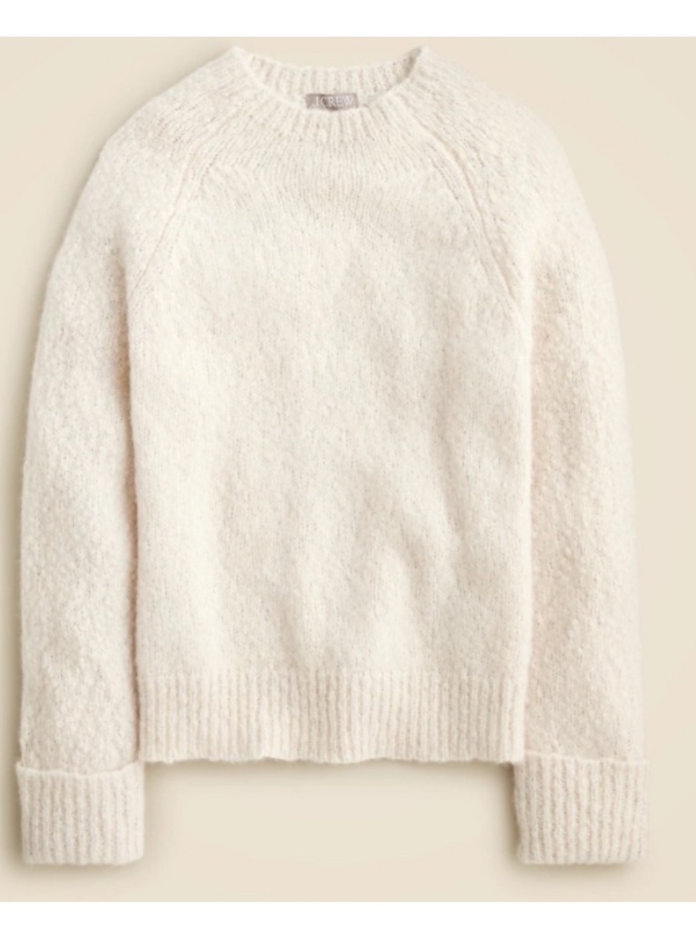 NWT J Crew Size M Cream Cuffed mockneck sweater